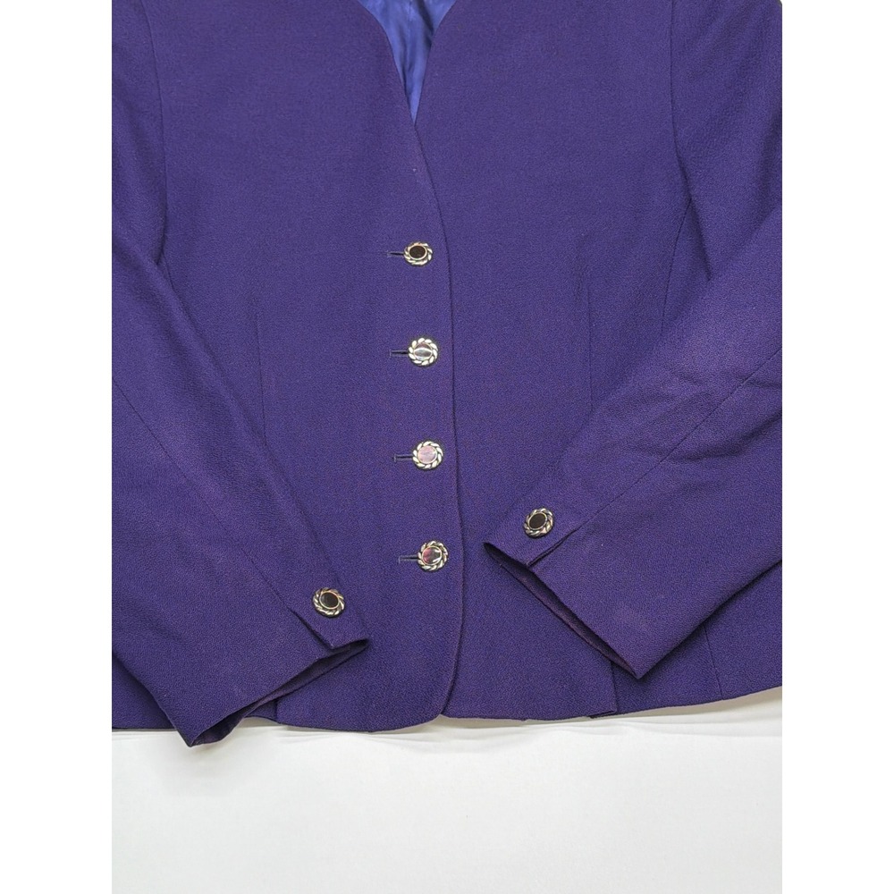 Pendleton Wool Blazer Purple V-Neck Button Front … - image 3